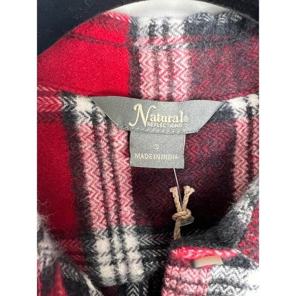 Natural Reflections Womens Red & Black Plaid Flannel Button-Up Shirt Size S - Picture 3 of 4
